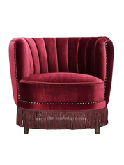 Scandinavian_Armchair,_Cherry_Red_Velour_&_Wood_Frame,_1970s_Denmark