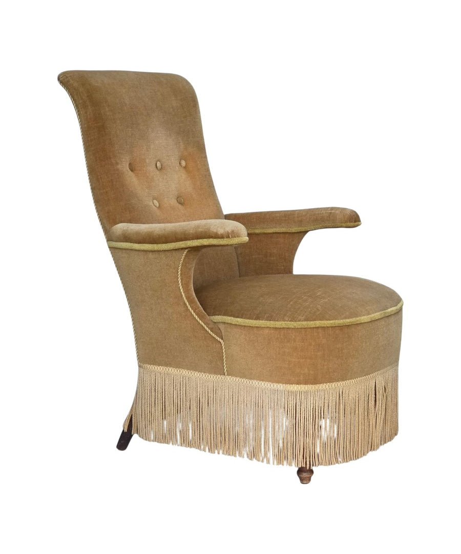 Scandinavian_Armchair,_Furniture_Velour_&_Ash_Wood,_1950s_Denmark