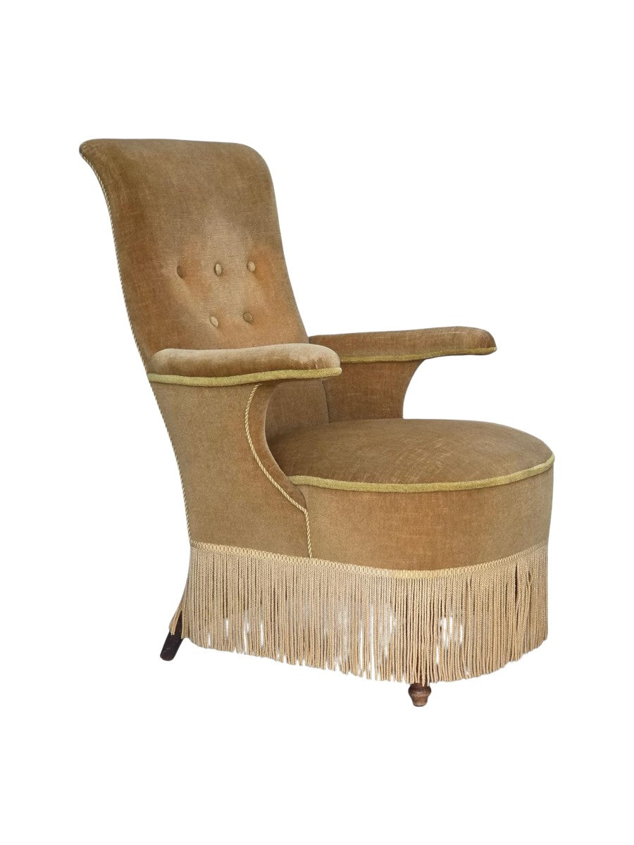 Scandinavian_Armchair,_Furniture_Velour_&_Ash_Wood,_1950s_Denmark