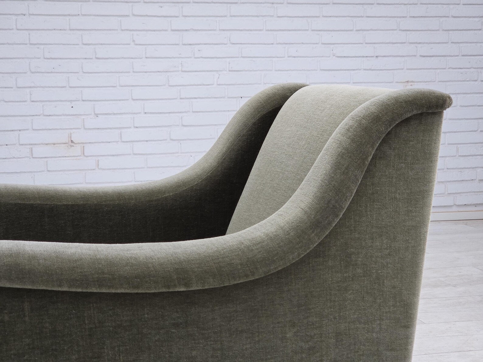 Scandinavian_Armchair,_Green_Velour_Upholstery_&_Beech_Wood_Frame_1970s_Denmark