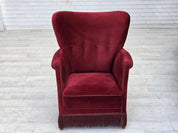 Scandinavian_Armchair,_Red_Velour_&_Oak,_1970s_Denmark