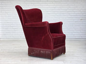 Scandinavian_Armchair,_Red_Velour_&_Oak,_1970s_Denmark
