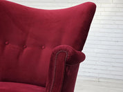 Scandinavian_Armchair,_Red_Velour_&_Oak,_1970s_Denmark