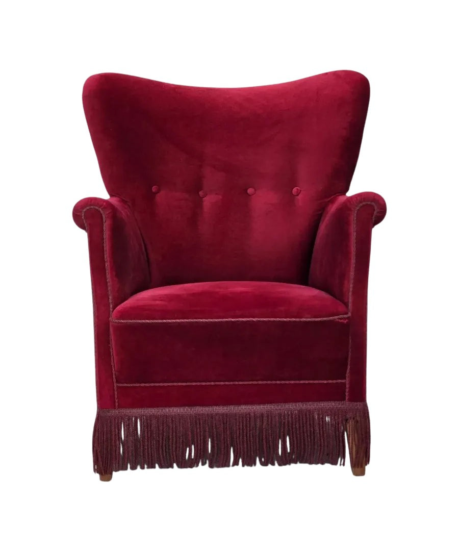Scandinavian_Armchair,_Red_Velour_&_Oak,_1970s_Denmark