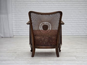 Modern_Armchair_in_Salmon_Pink_Velour_with_Mesh_Detail,_1950s,_Denmark