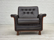 Scandinavian_Armchair,_Upholstered_Seat_&_Wood_Frame,_1970s_Denmark