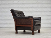 Scandinavian_Armchair,_Upholstered_Seat_&_Wood_Frame,_1970s_Denmark
