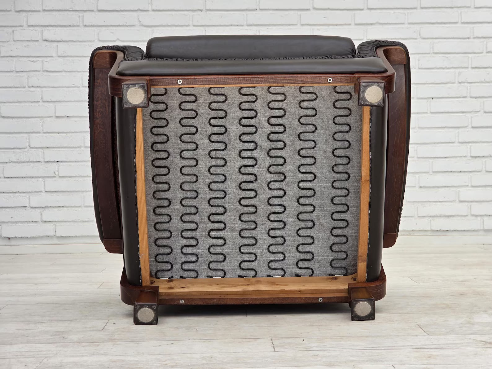 Scandinavian_Armchair,_Upholstered_Seat_&_Wood_Frame,_1970s_Denmark