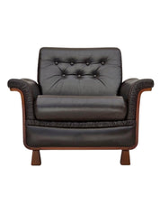 Scandinavian_Armchair,_Upholstered_Seat_&_Wood_Frame,_1970s_Denmark