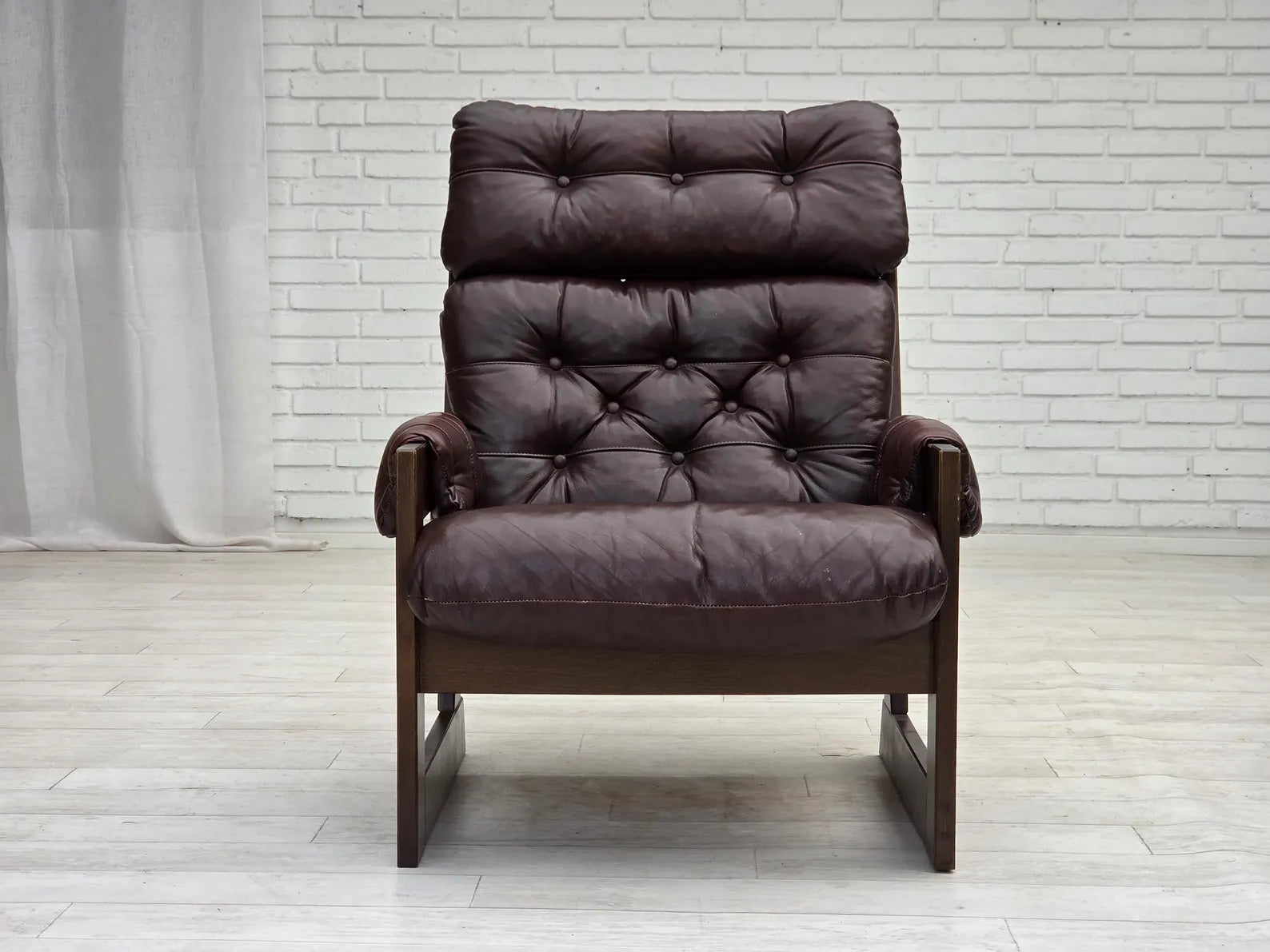 Scandinavian_Armchair,_Upholstered_&_Wood_Frame,_1970s_Denmark