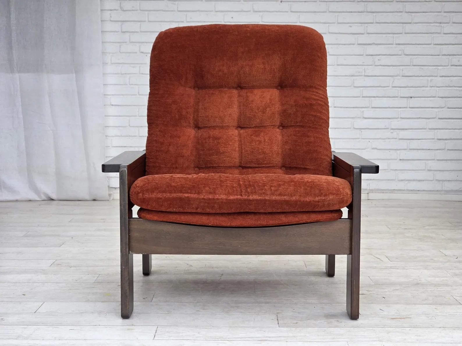 Scandinavian_Armchair,_Upholstered_&_Wood_Frame,_1970s_Denmark