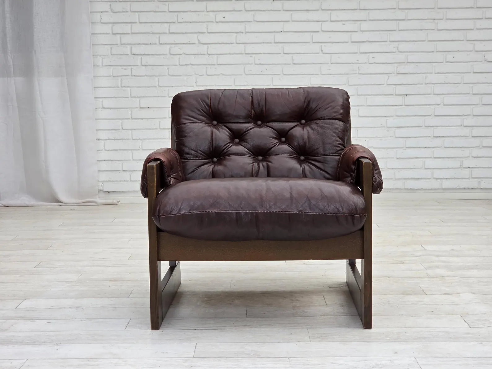 Scandinavian_Armchair,_Upholstered_&_Wood_Frame,_1970s_Denmark