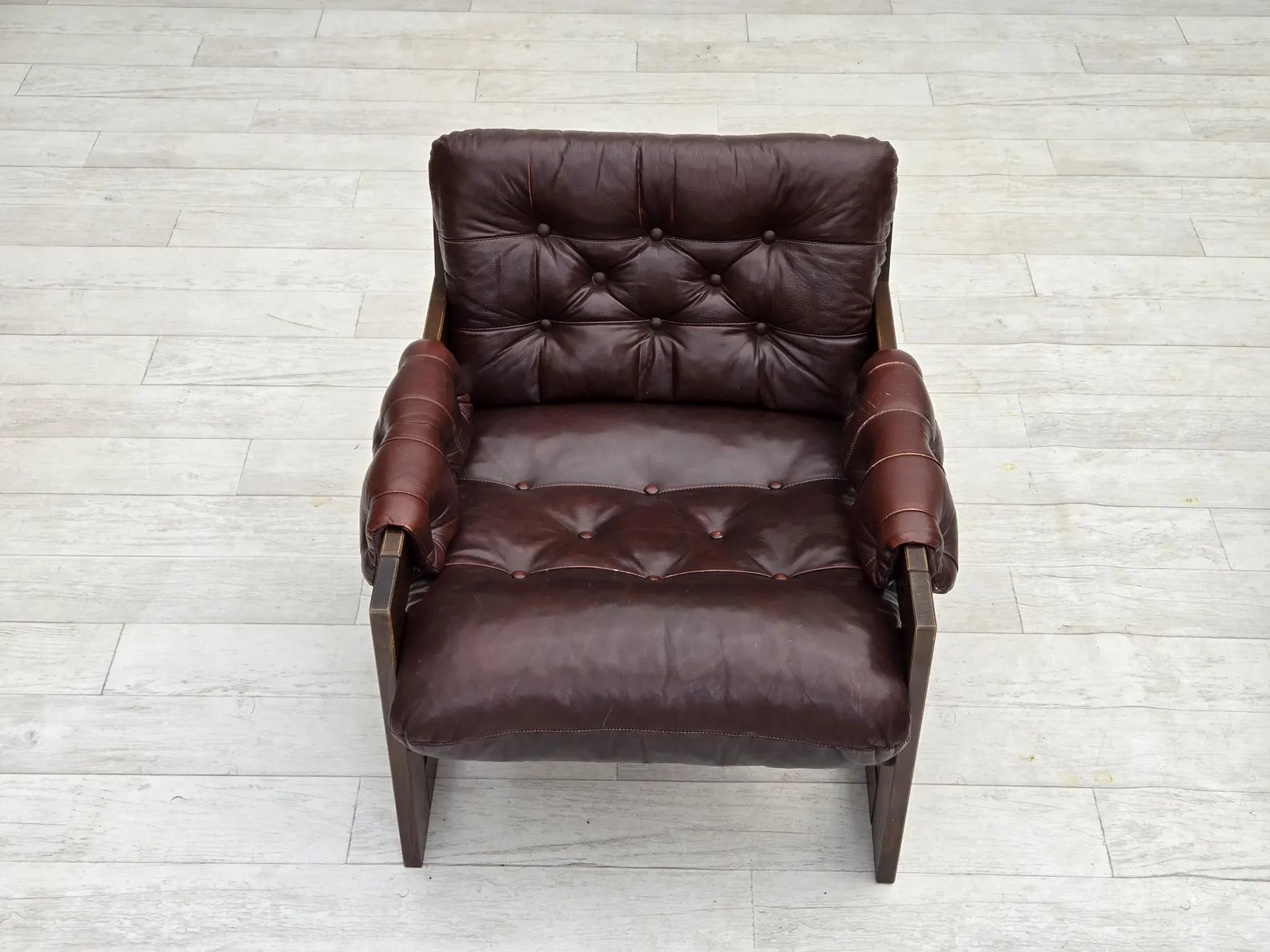 Scandinavian_Armchair,_Upholstered_&_Wood_Frame,_1970s_Denmark