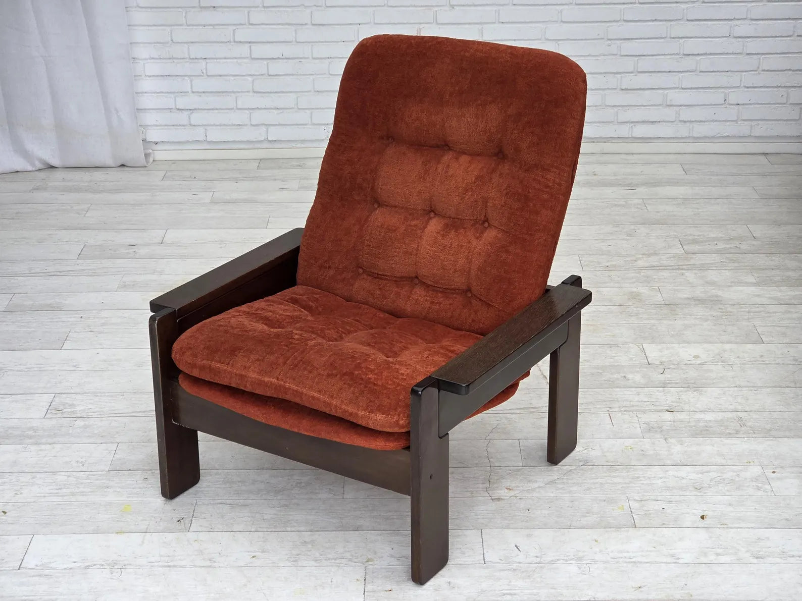 Scandinavian_Armchair,_Upholstered_&_Wood_Frame,_1970s_Denmark