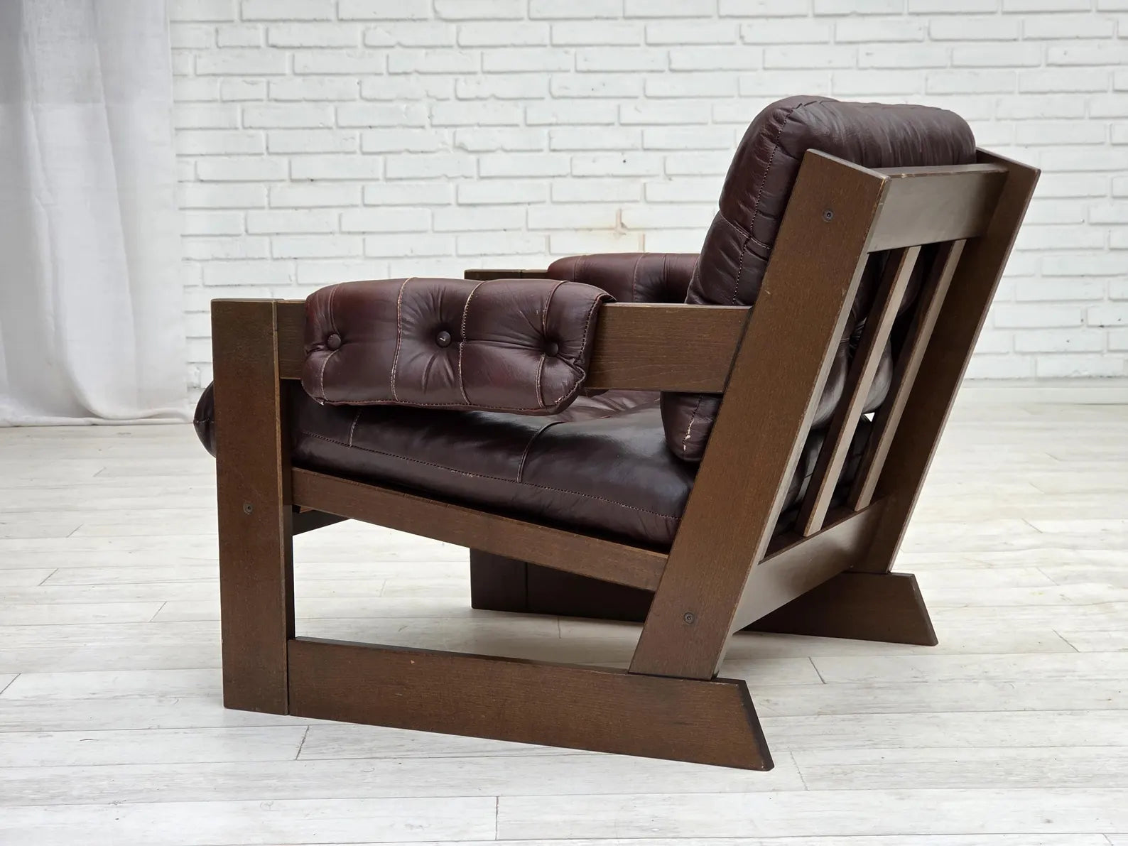 Scandinavian_Armchair,_Upholstered_&_Wood_Frame,_1970s_Denmark