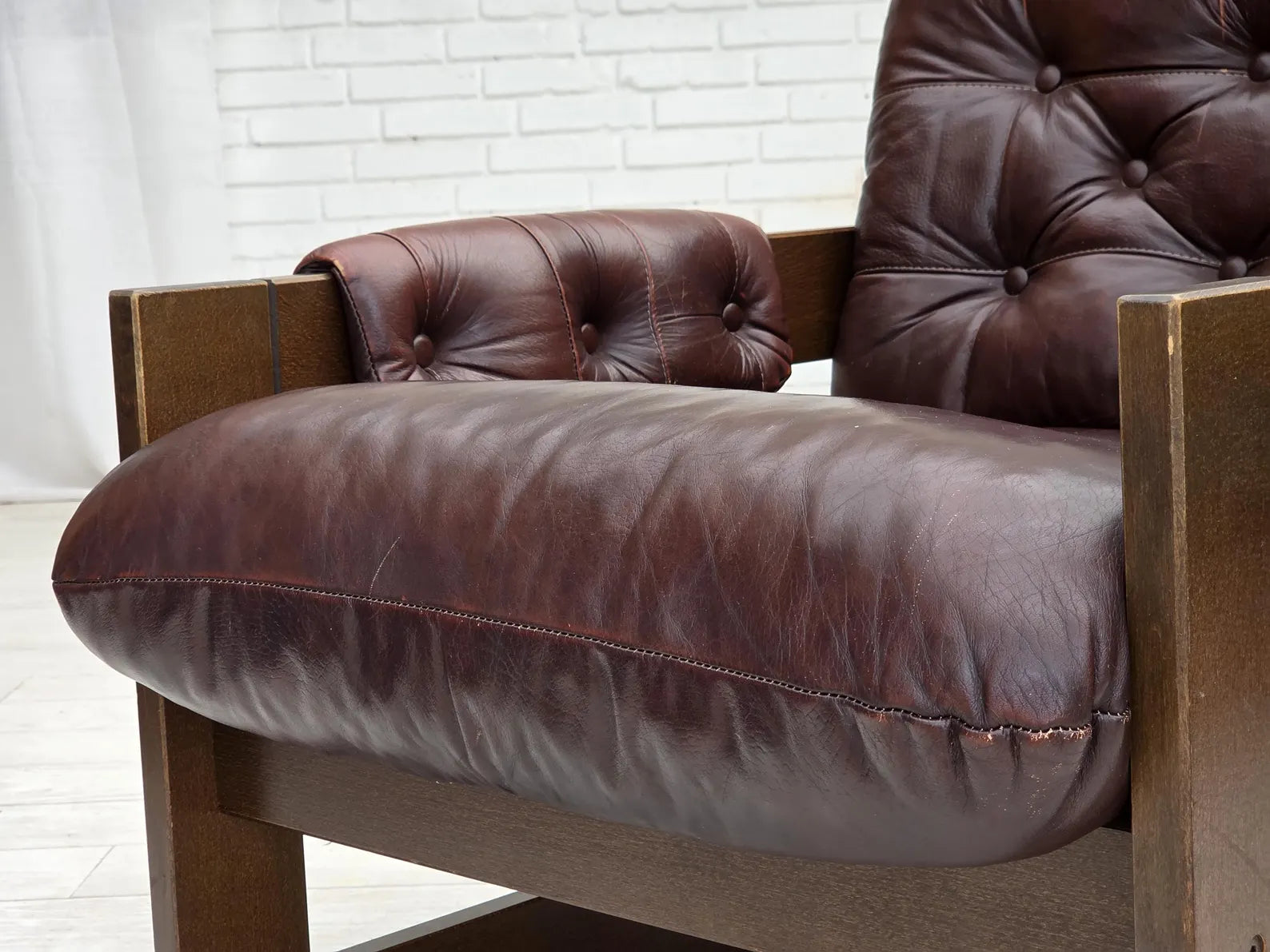 Scandinavian_Armchair,_Upholstered_&_Wood_Frame,_1970s_Denmark