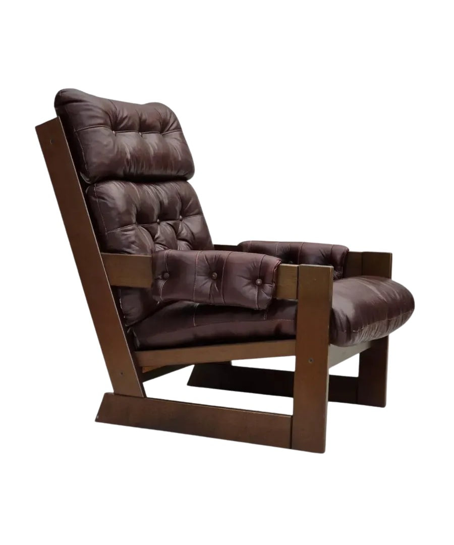 Scandinavian_Armchair,_Upholstered_&_Wood_Frame,_1970s_Denmark