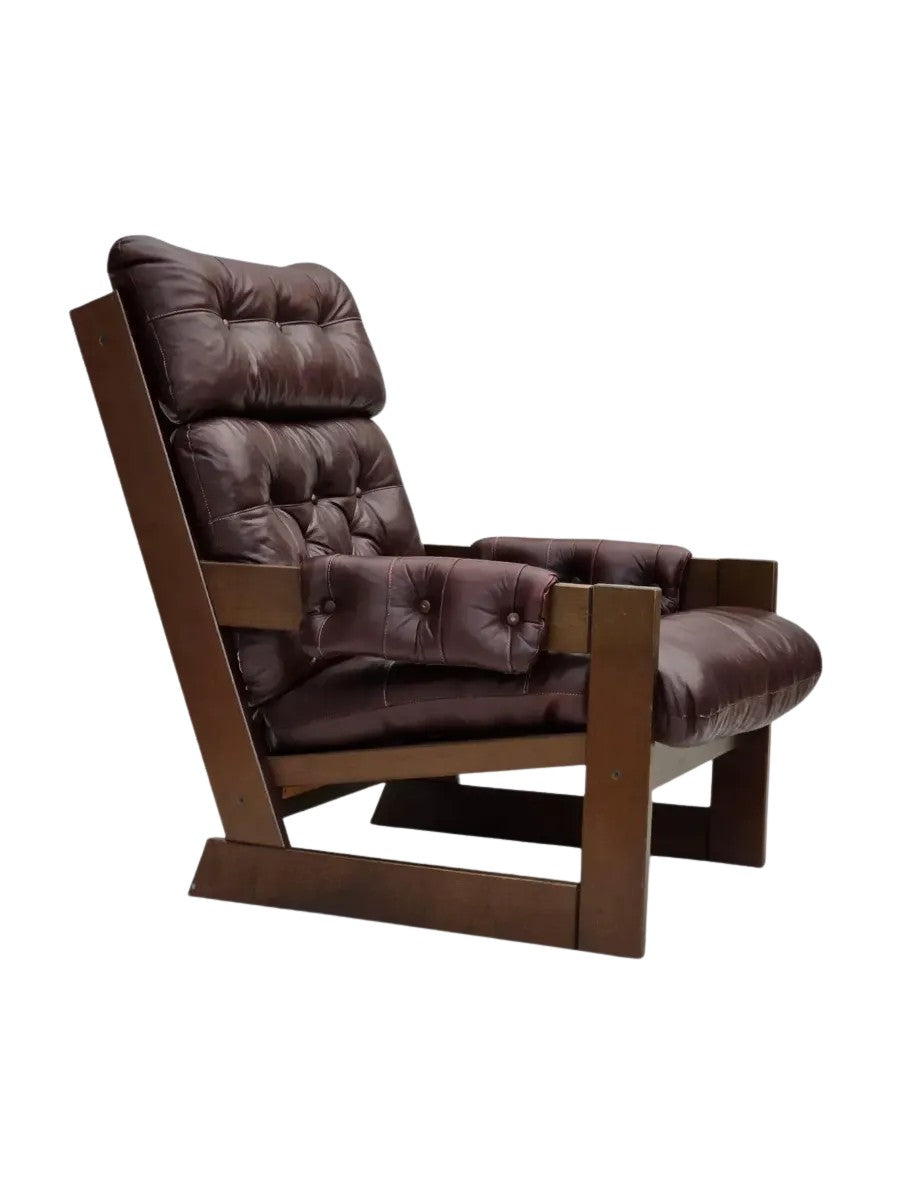 Scandinavian_Armchair,_Upholstered_&_Wood_Frame,_1970s_Denmark