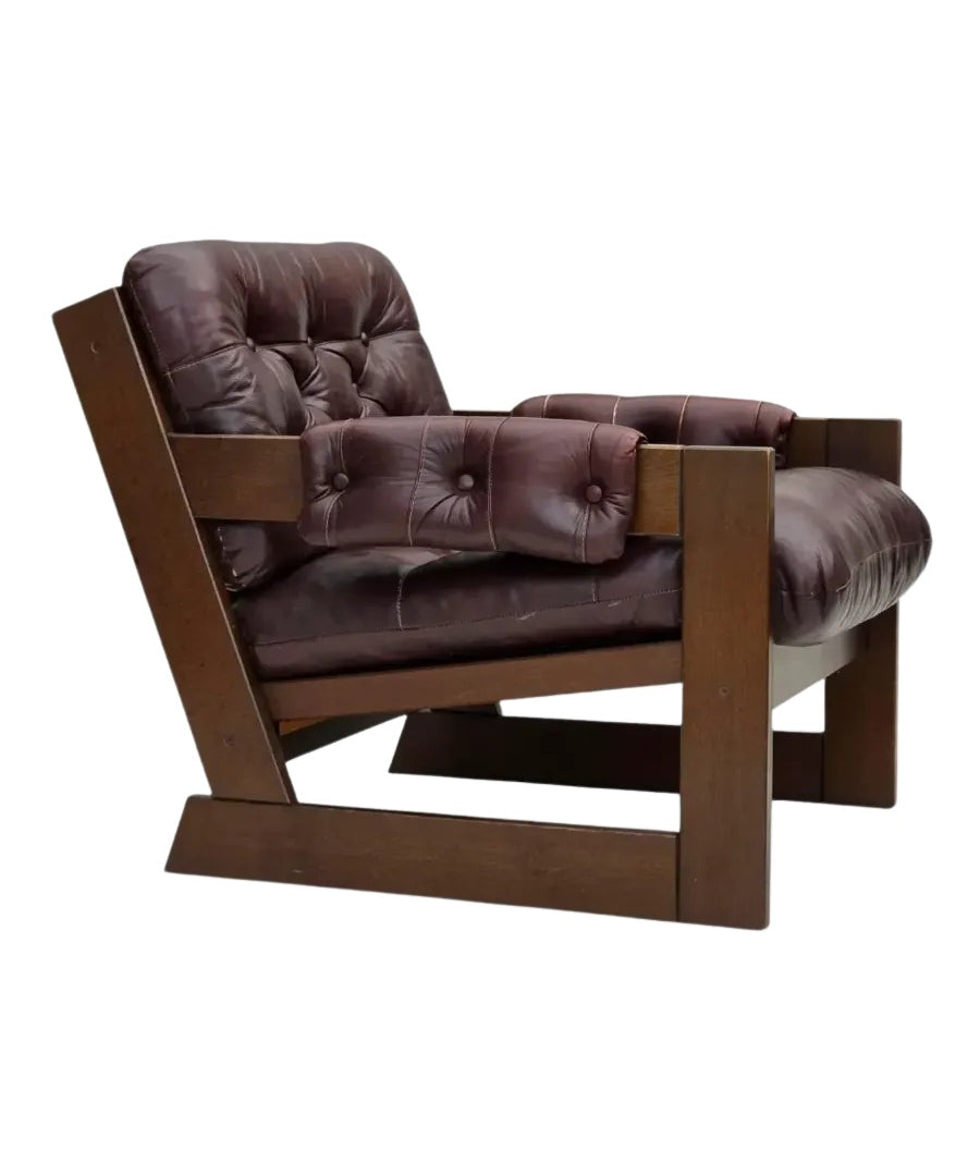 Scandinavian_Armchair,_Upholstered_&_Wood_Frame,_1970s_Denmark