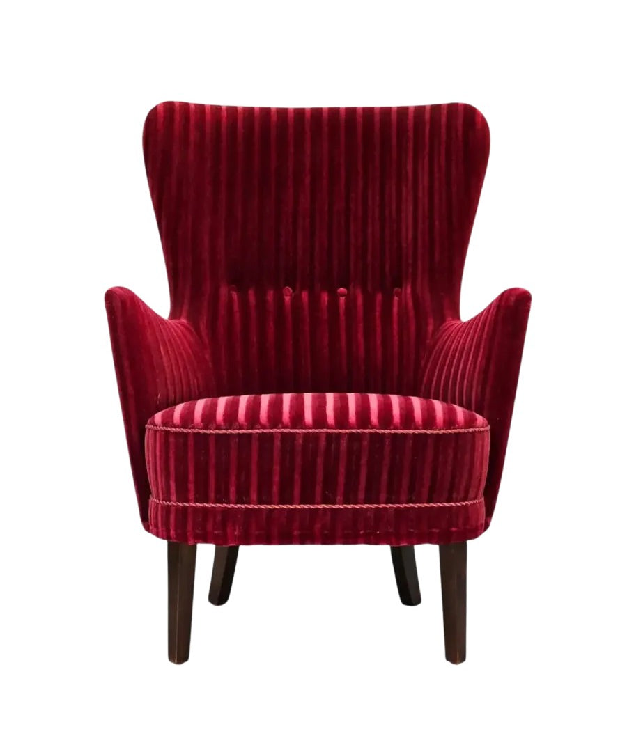 Scandinavian_Armchair,_Upholstery_&_Wooden_Frame,_1960s_Denmark
