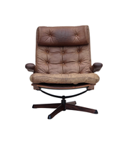 Scandinavian_Brown_Leather_Swivel_Lounge_Chair_with_Bentwood_Frame,_Denmark_or_Sweden,_1960s