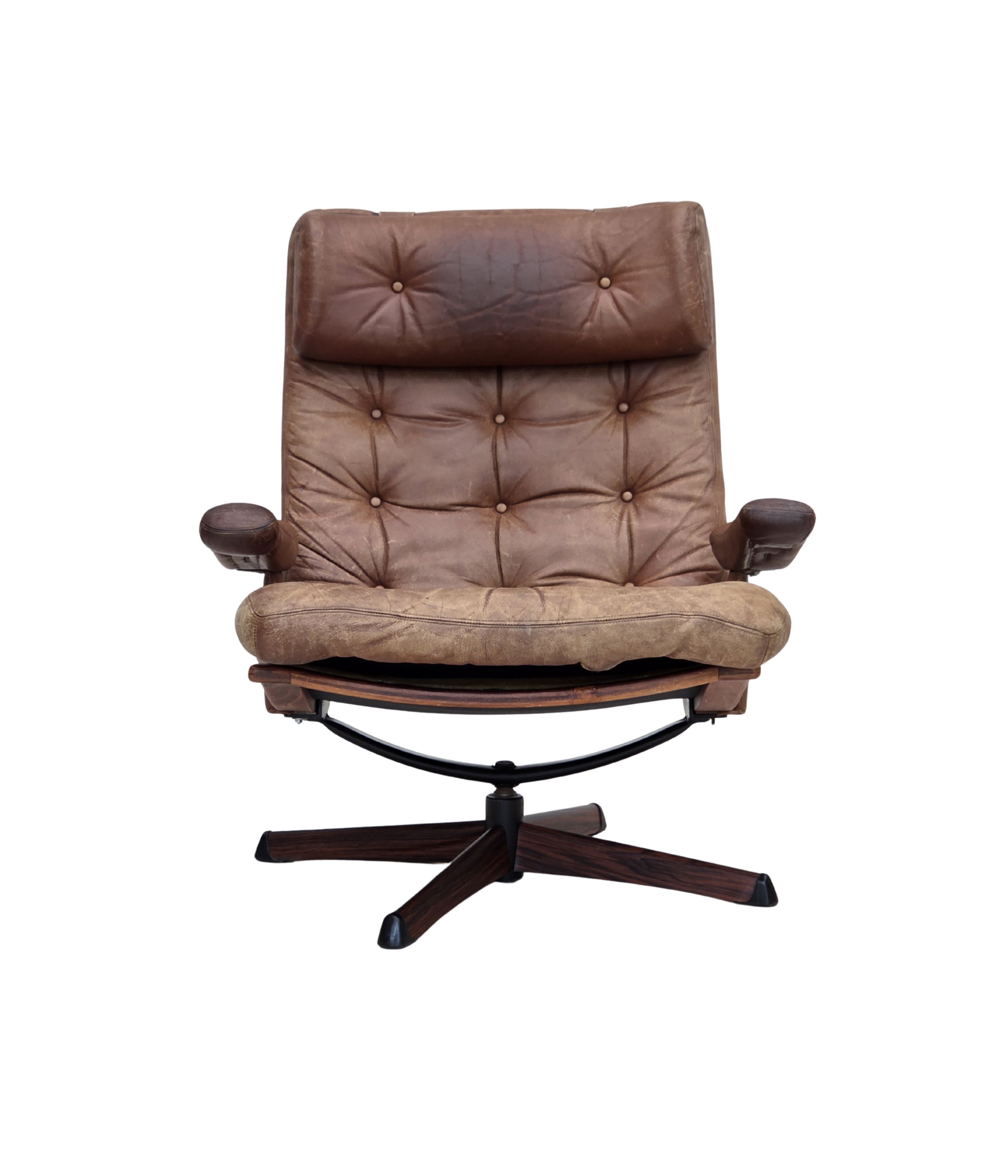 Scandinavian_Brown_Leather_Swivel_Lounge_Chair_with_Bentwood_Frame,_Denmark_or_Sweden,_1960s