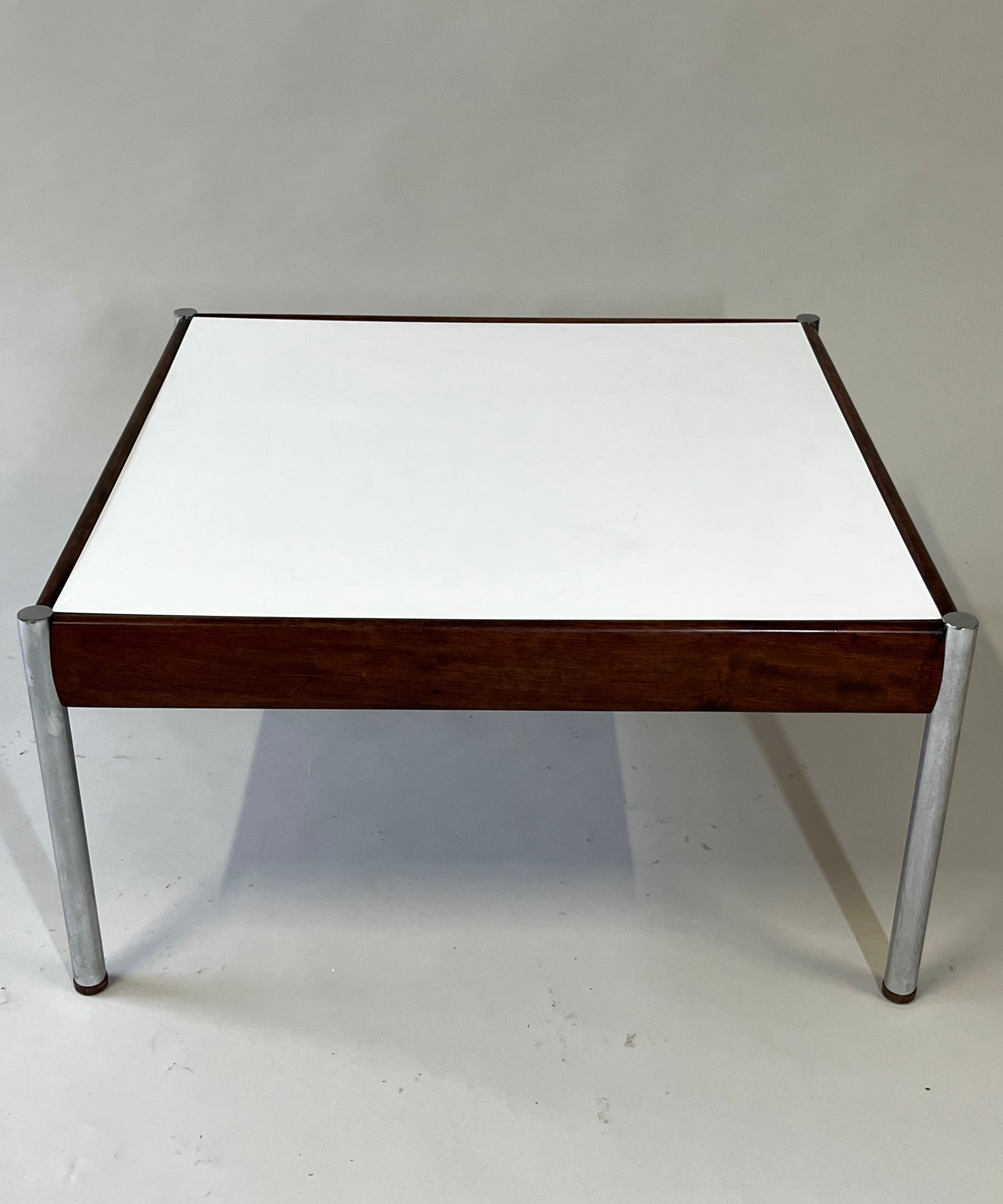 Square_Scandinavian_Coffee_Table_with_Chrome_Legs_and_Teak_Details,_1960s,_Scandinavia