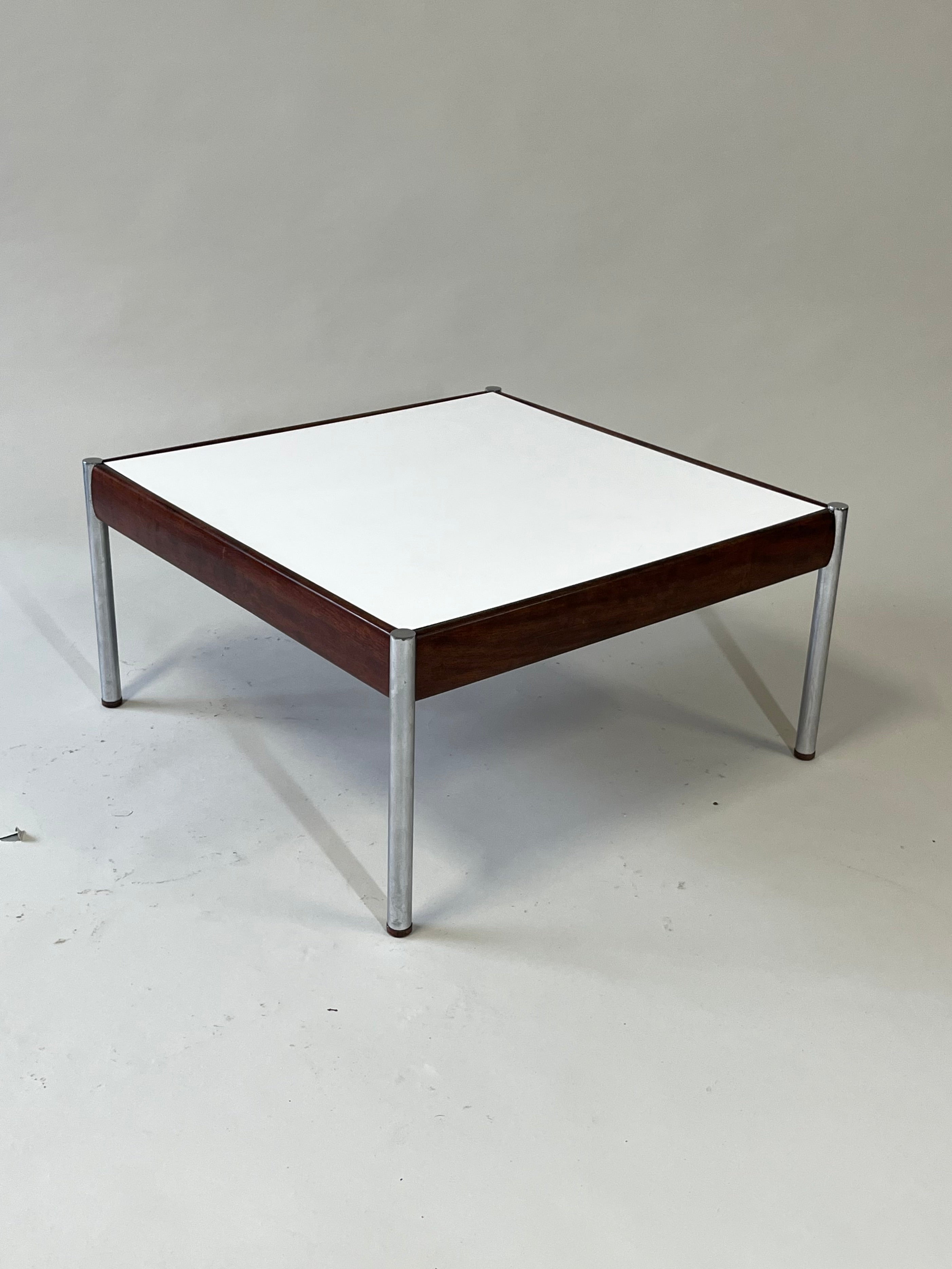 Square_Scandinavian_Coffee_Table_with_Chrome_Legs_and_Teak_Details,_1960s,_Scandinavia