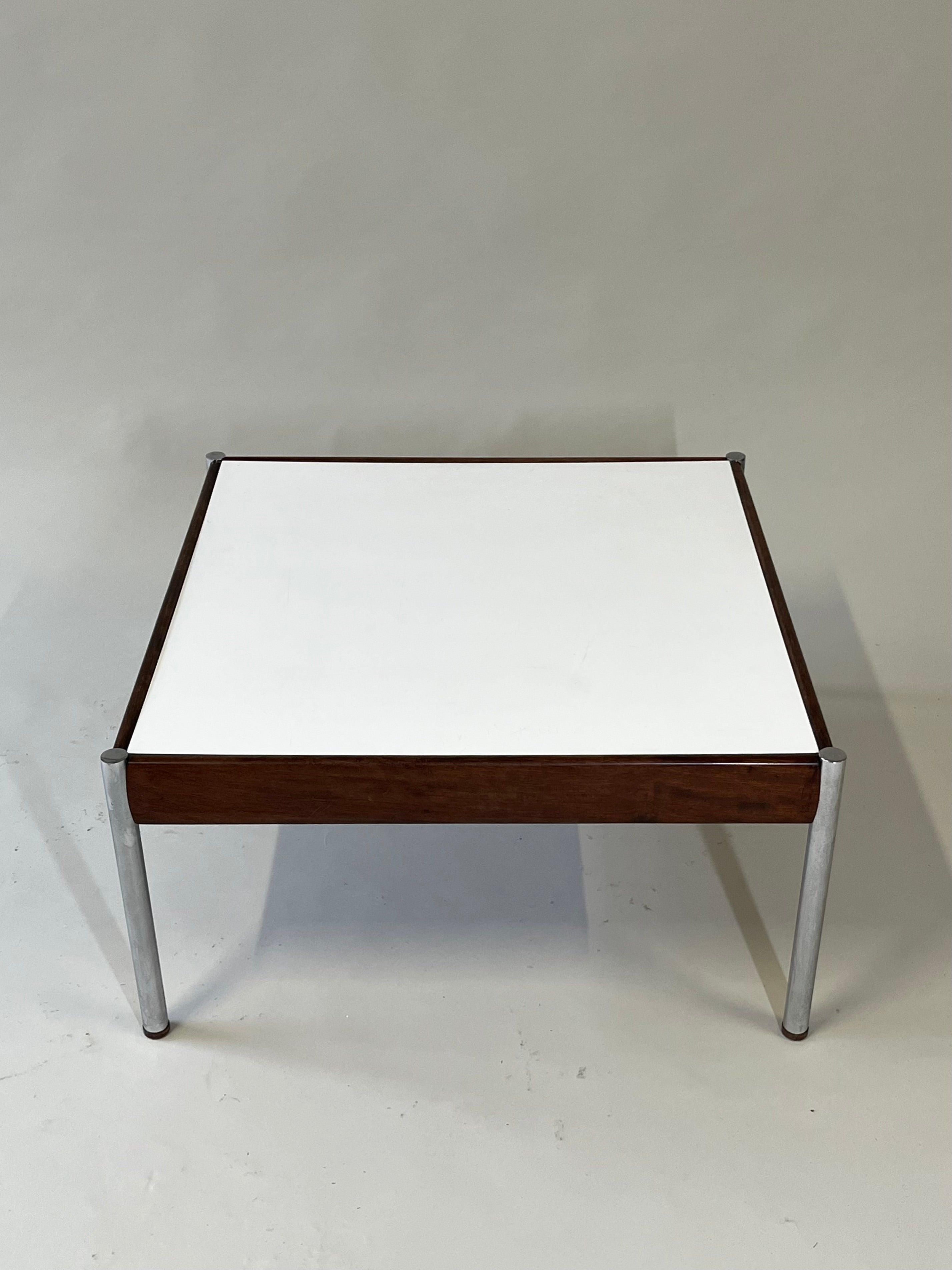 Square_Scandinavian_Coffee_Table_with_Chrome_Legs_and_Teak_Details,_1960s,_Scandinavia