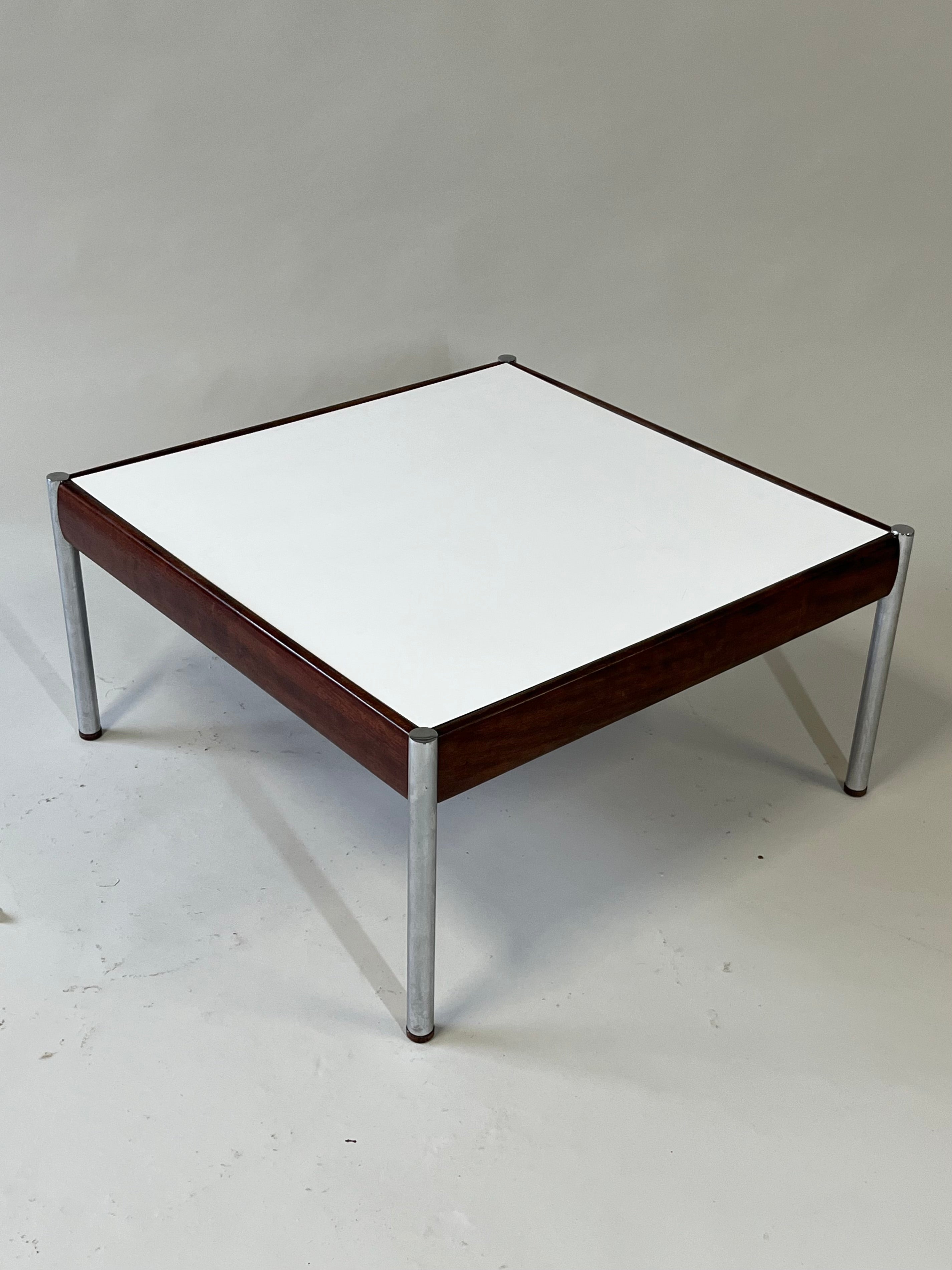 Square_Scandinavian_Coffee_Table_with_Chrome_Legs_and_Teak_Details,_1960s,_Scandinavia