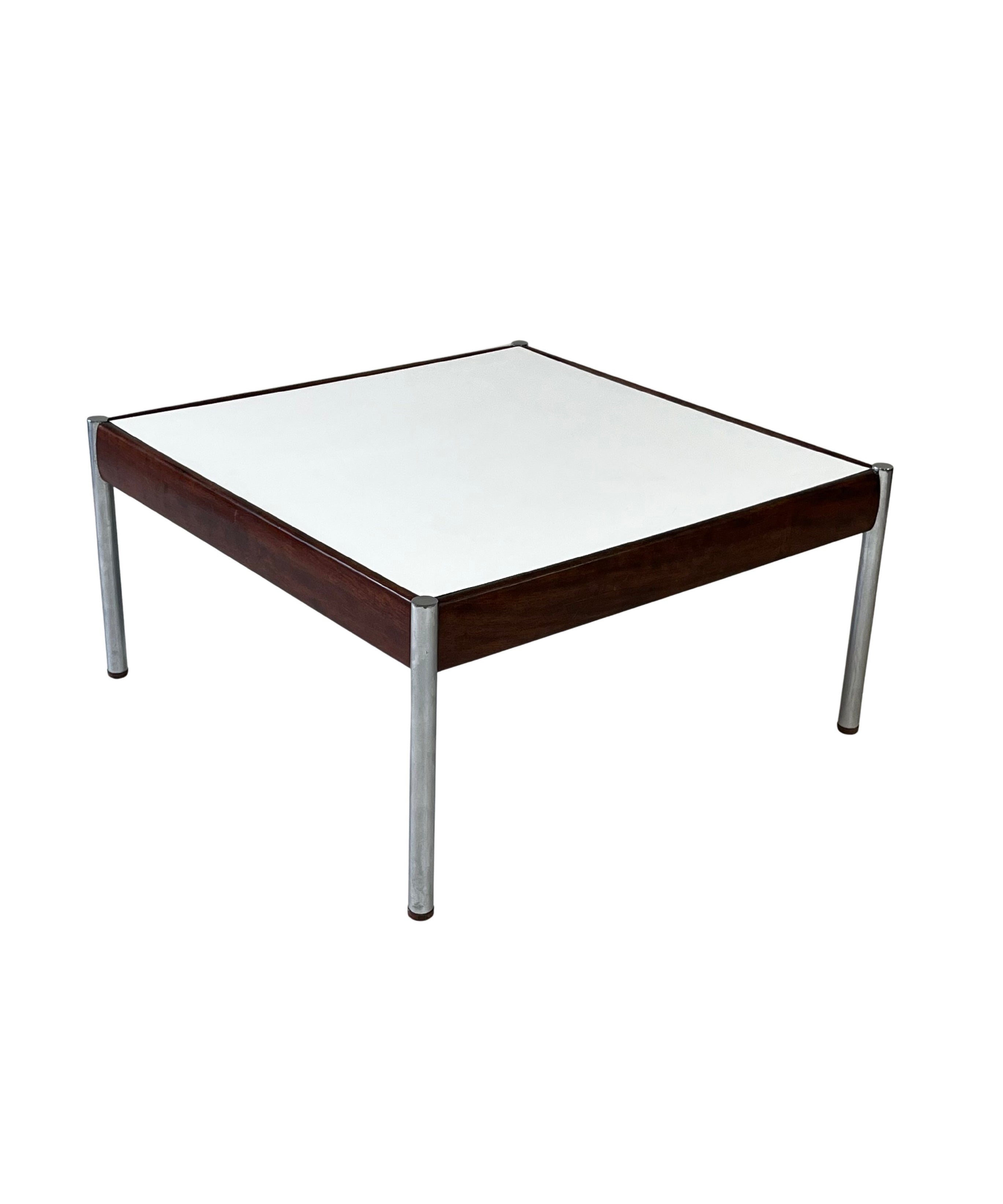 Square_Scandinavian_Coffee_Table_with_Chrome_Legs_and_Teak_Details,_1960s,_Scandinavia
