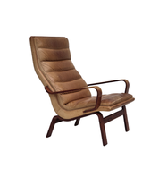 Scandinavian_Highback_Armchair_in_Original_Light_Brown_Leather_and_Bent_Beech_Wood,_1970s