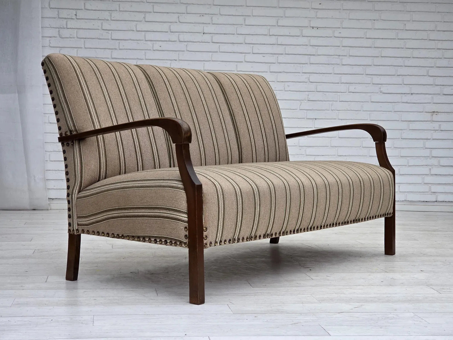 1950s_Danish_Two_Seater_Sofa_in_Green_Fabric,_Denmark