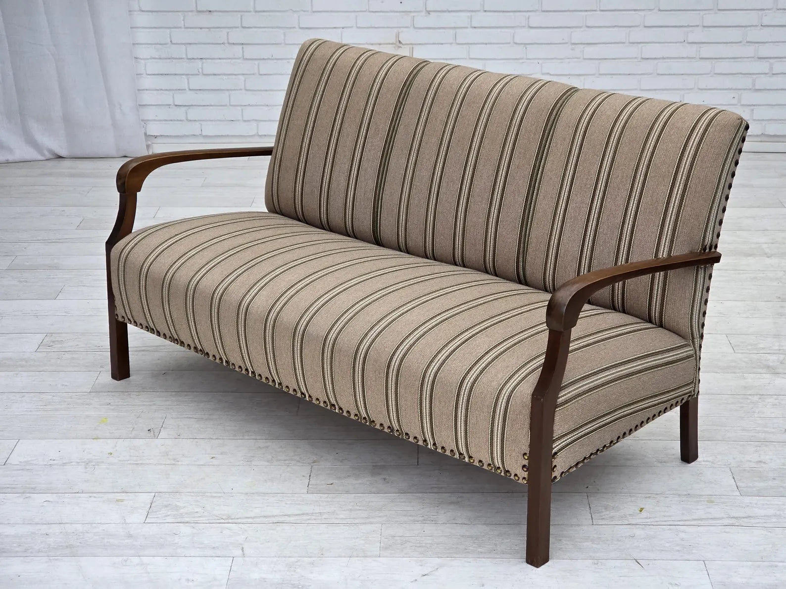 1950s_Danish_Two_Seater_Sofa_in_Green_Fabric,_Denmark