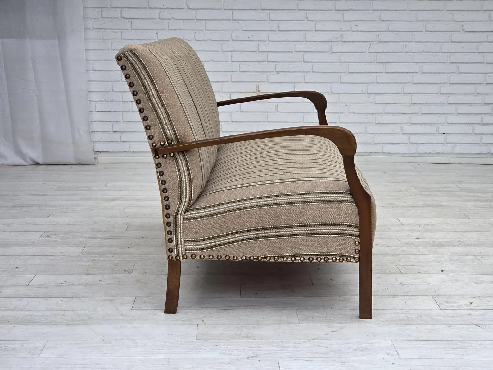 1950s_Danish_Two_Seater_Sofa_in_Green_Fabric,_Denmark