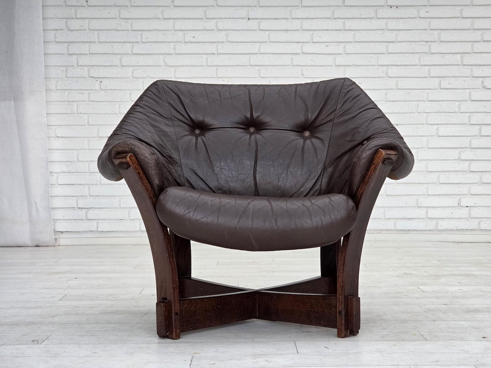 Scandinavian_Modern_Armchair,_Upholstered_Wood_Frame,_1970s_Denmark