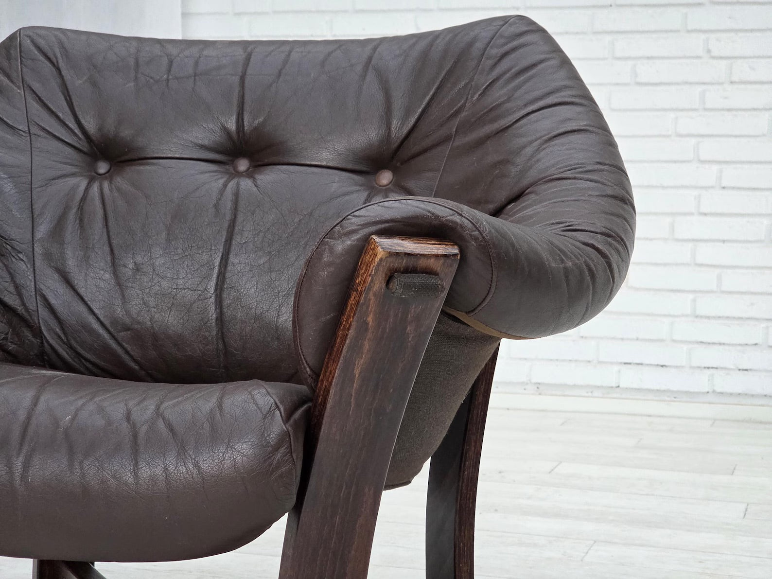 Scandinavian_Modern_Armchair,_Upholstered_Wood_Frame,_1970s_Denmark