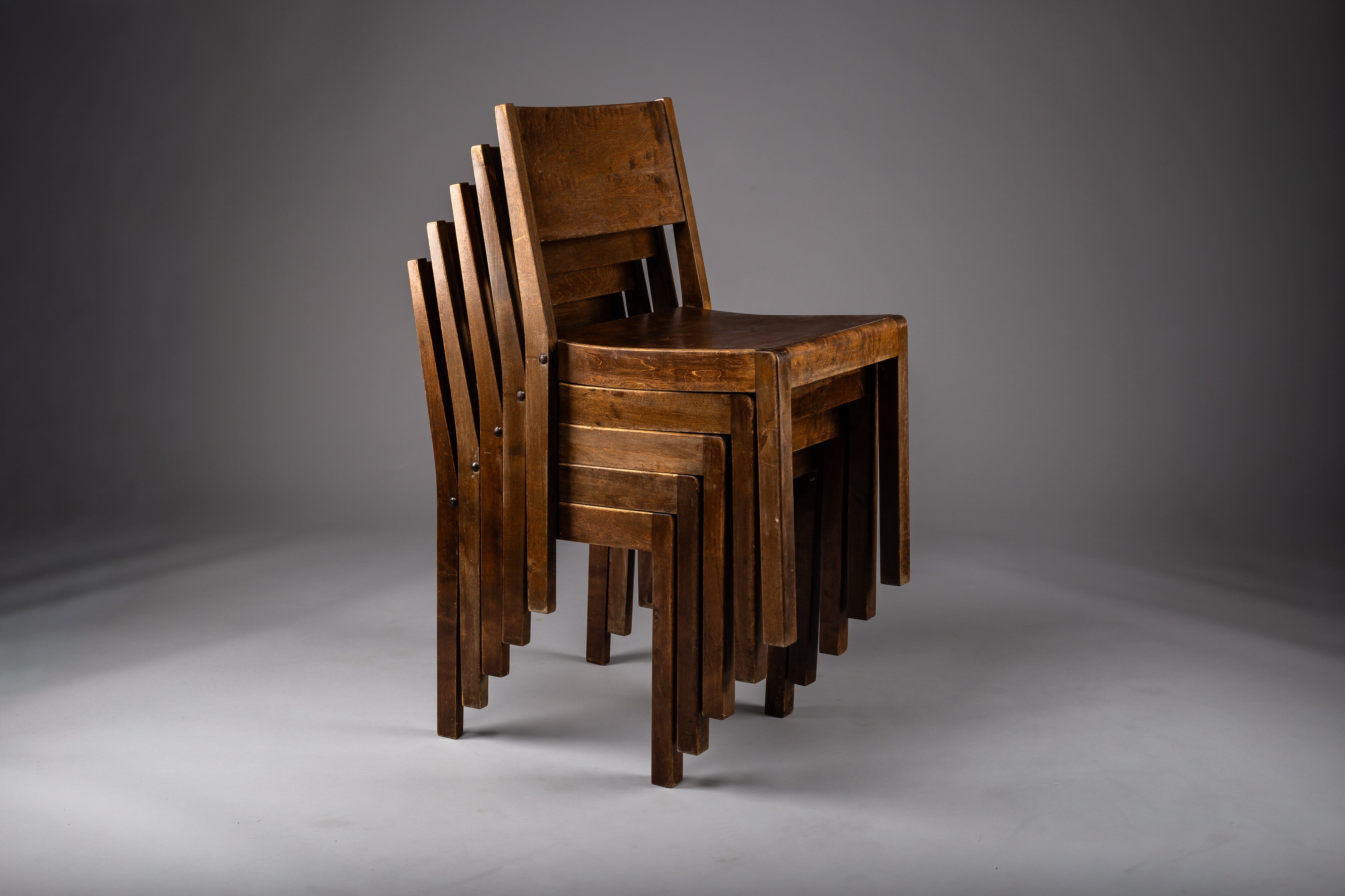 Set_of_5_Sven_Markelius_Birch_Stacking_Chairs,_1930s