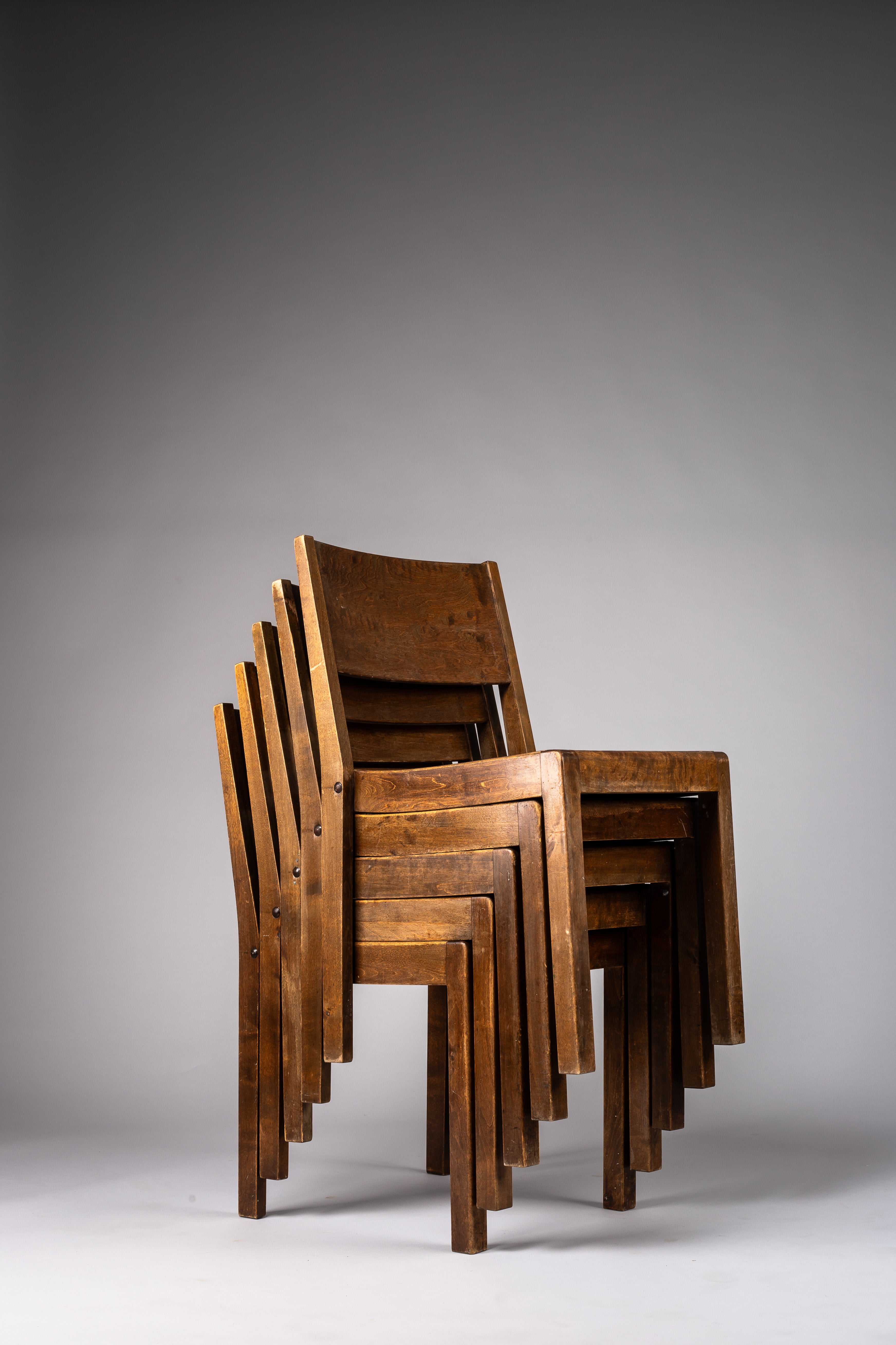 Set_of_5_Sven_Markelius_Birch_Stacking_Chairs,_1930s