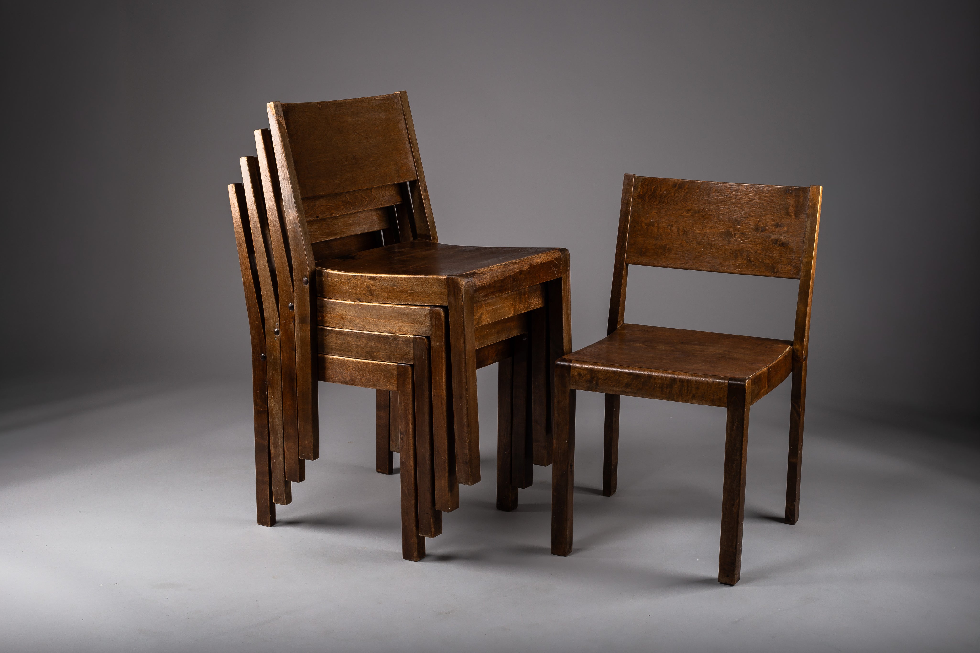 Set_of_5_Sven_Markelius_Birch_Stacking_Chairs,_1930s