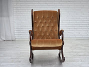 Scandinavian_Rocking_Chair,_Dark_Beech_Wood_&_Velour_1960s_Denmark