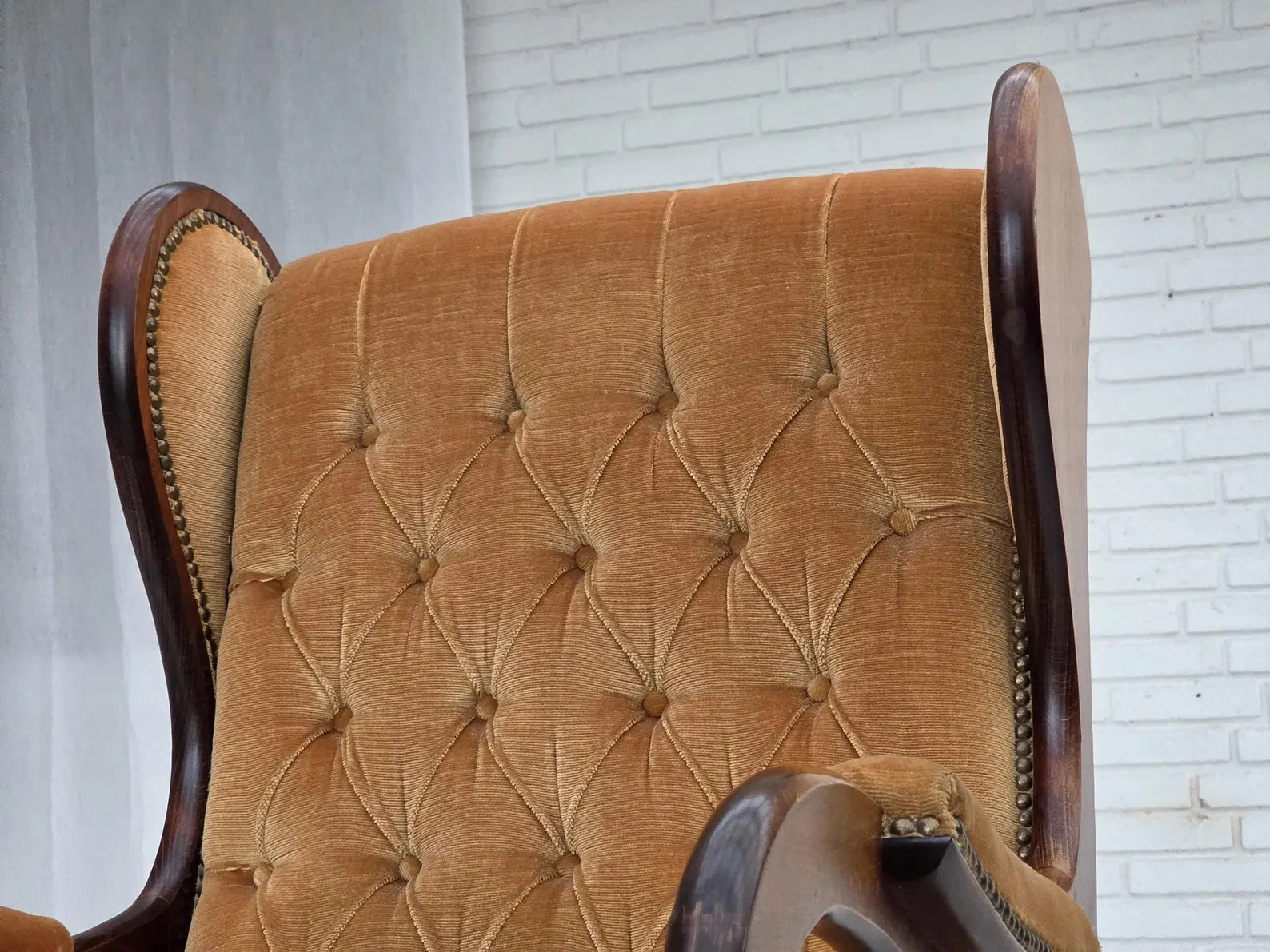 Scandinavian_Rocking_Chair,_Dark_Beech_Wood_&_Velour_1960s_Denmark