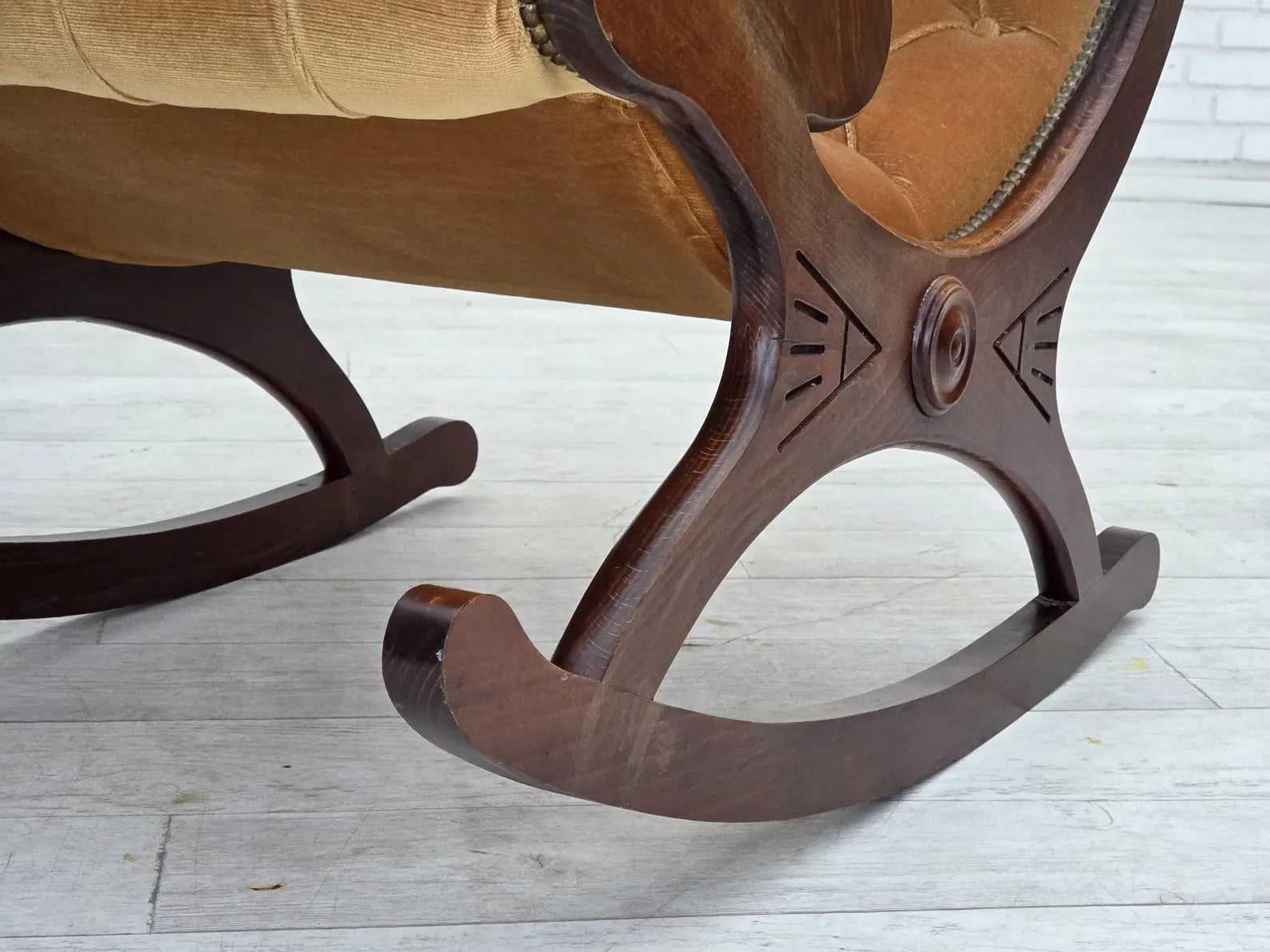 Scandinavian_Rocking_Chair,_Dark_Beech_Wood_&_Velour_1960s_Denmark