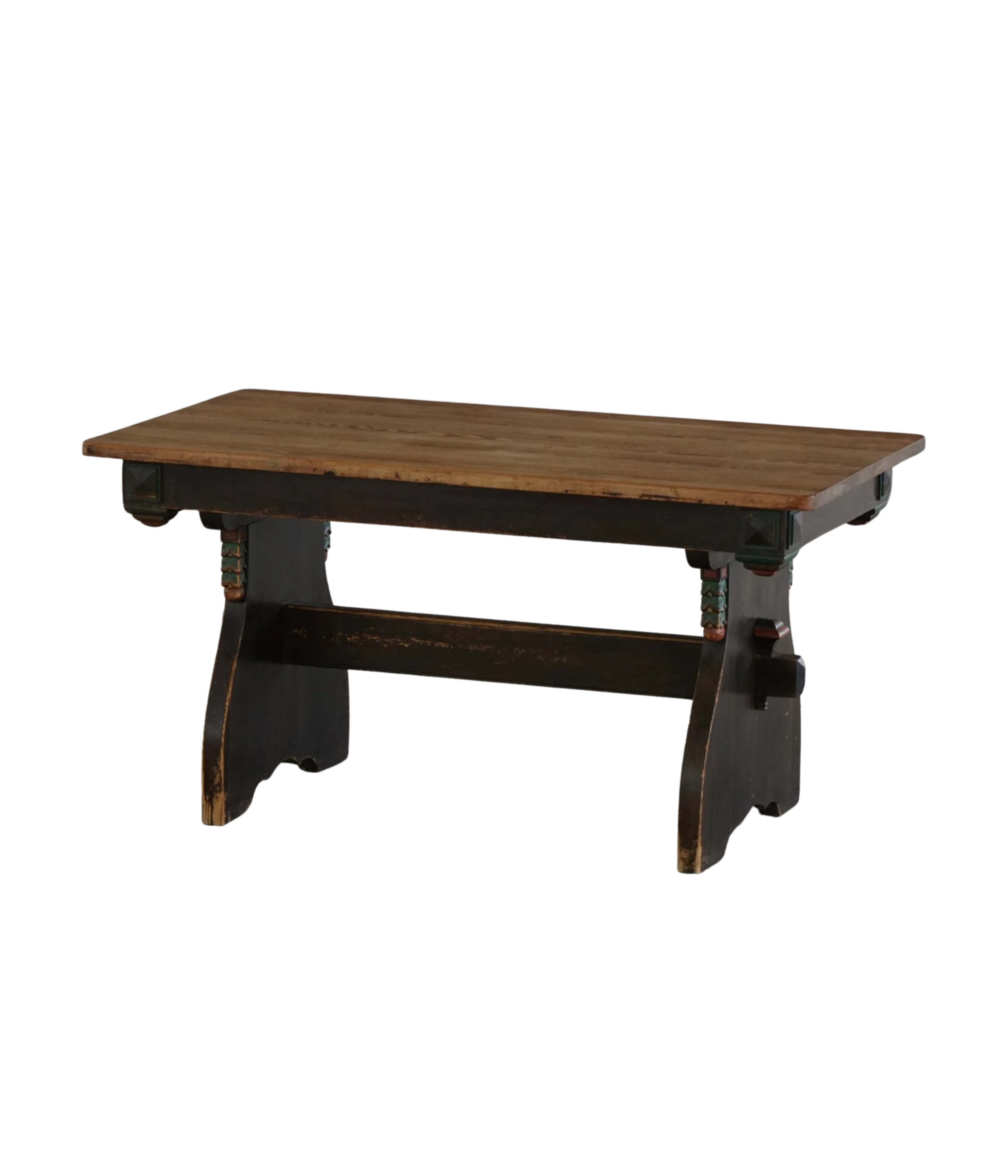 Scandinavian_Rustic_Folk_Art_Dining_Table_in_Stained_Pine,_Sweden,_Early_20th_Century