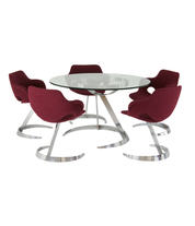 Scimitar_Dining_Set_by_Boris_Tabacoff_for_MMM,_Chrome_and_Bouclé_Dining_Suite,_France,_1971
