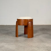 Sculptural_Ash_Wood_Stool_with_Dedar_Milano_Bouclé_Ivory_by_FORME