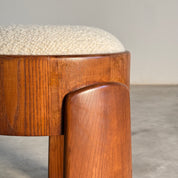 Sculptural_Ash_Wood_Stool_with_Dedar_Milano_Bouclé_Ivory_by_FORME