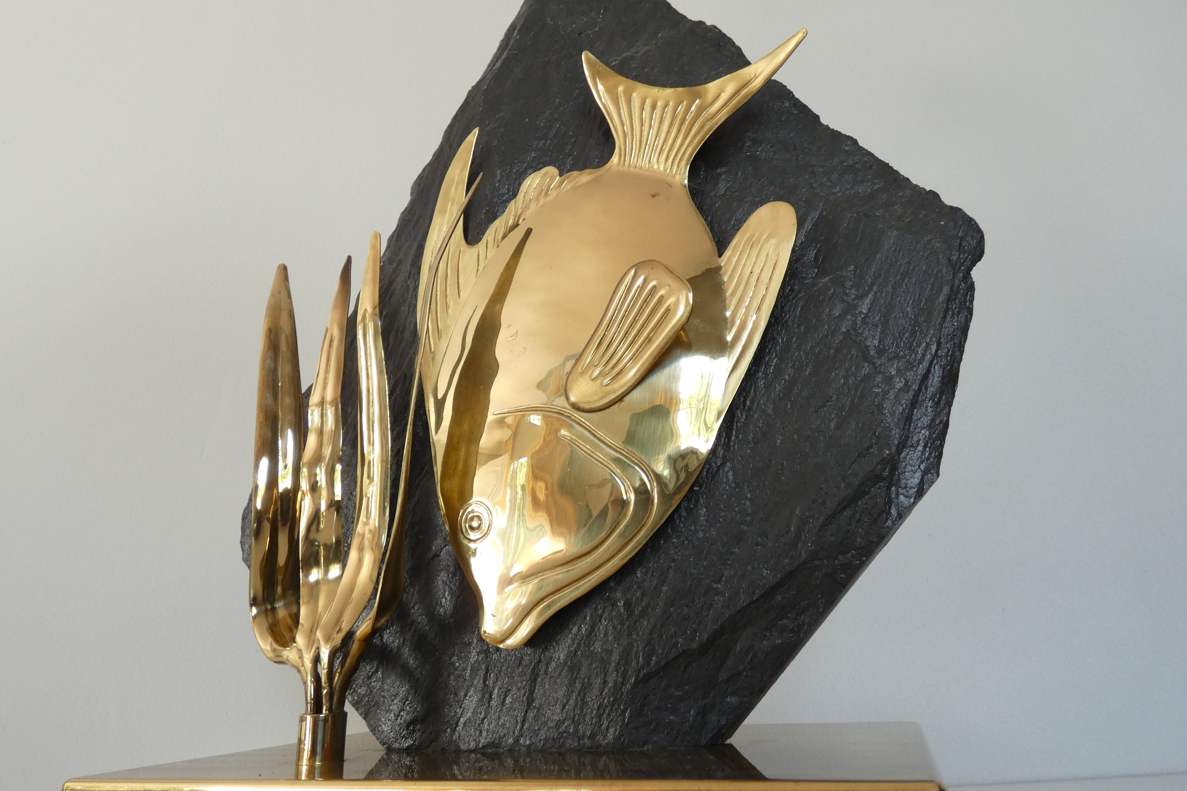 Sculptural_Brass_Fish_and_Black_Stone_Lamp,_1970s