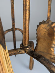 1960s_Hand-Forged_Wrought_Iron_Fireplace_Tool_Set_with_Gilt_Finish