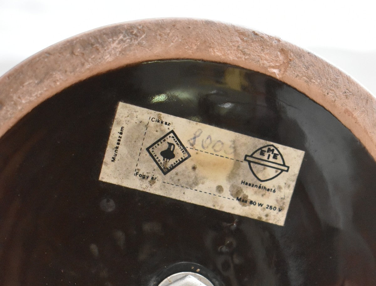 Hungarian_Modernist_Sculptural_Ceramic_Table_Lamp_in_Dark_Brown_Glaze_with_Original_Label,_1970s